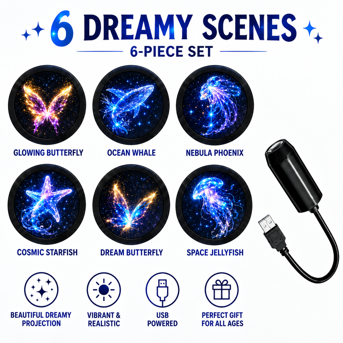 ✨HD Christmas Projector – 6 or 10 Festive Scenes