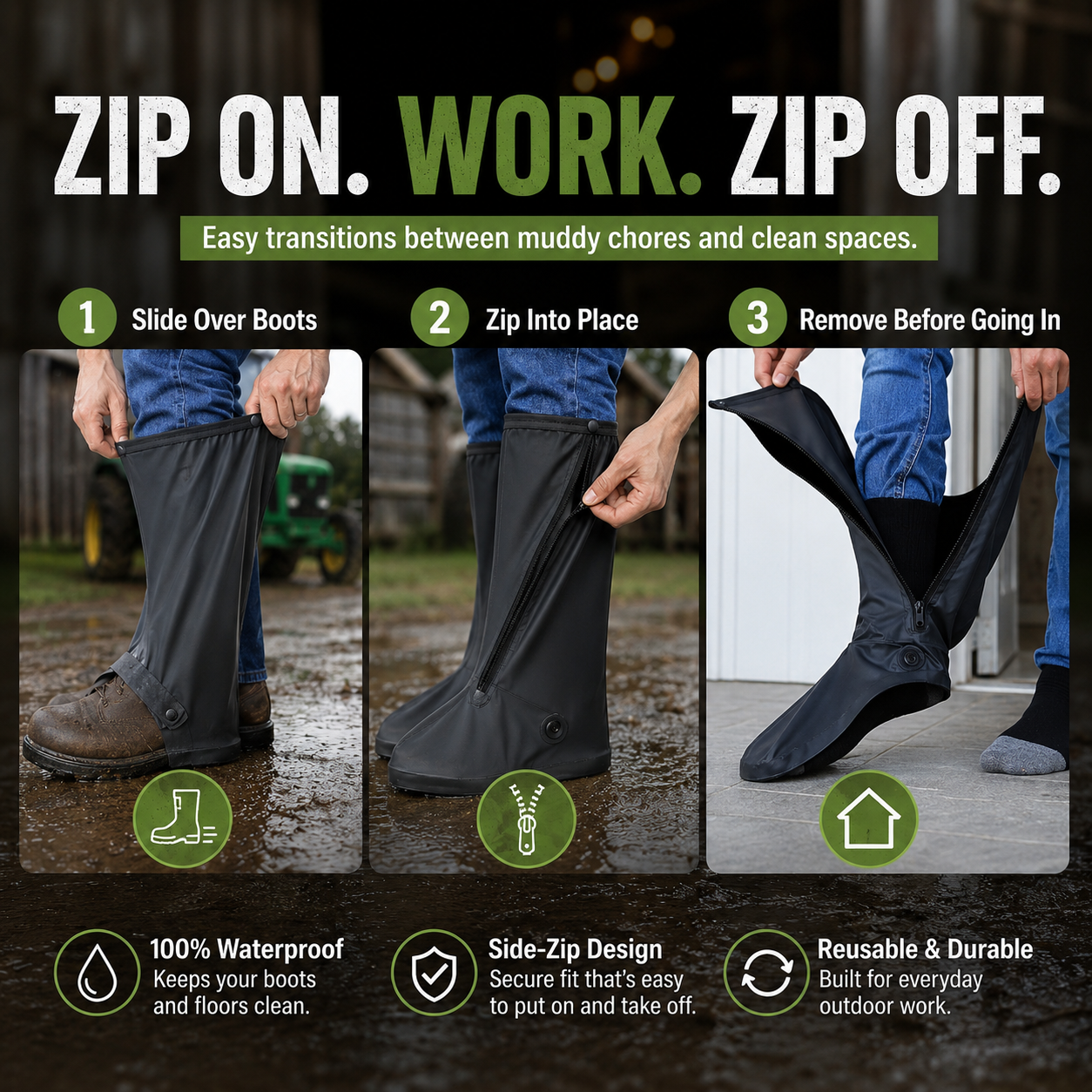 🌧️ Waterproof Boot Covers | Reusable Mud & Rain Shoe Protectors for Farming & Outdoor Work